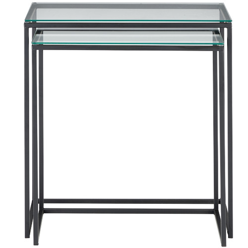Temple & Webster 2 Piece Black Parkside Glass & Steel Nesting Tables