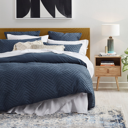 Temple & Webster Denim Alessia Cotton Quilt Cover Set & Reviews