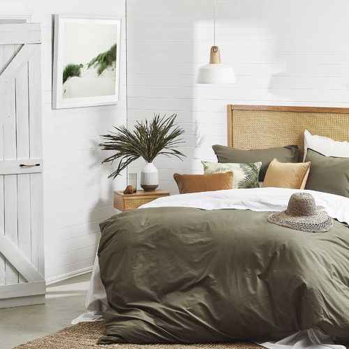 Temple & Webster Daintree Oak & Rattan Queen Bedhead