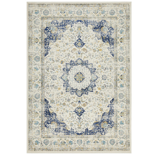 Temple & Webster Blue & Cream Renna Vintage-Style Rug