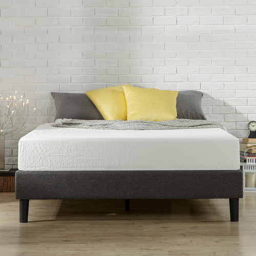 Temple Webster Grey Essentials, Queen Platform Bed With Mattress Included