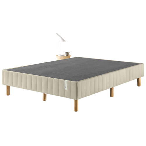 Temple & ster Beige Quick Snap Upholstered Queen Bed Base