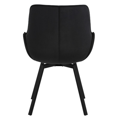 Black Krystoffer Velvet Swivel Dining Chairs
