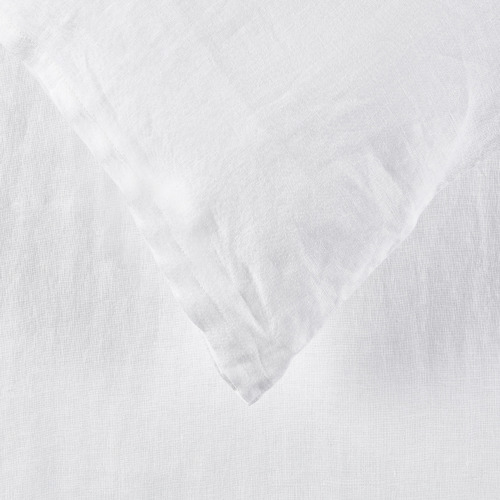 Temple & Webster White Vintage Wash Pure Linen Quilt Cover Set