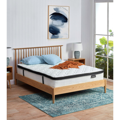 Temple & Webster Queen Olsen Oak Spindle Bed & Reviews