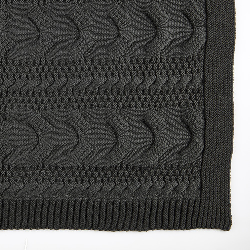 Temple & Webster Charcoal Cable Knitted Cotton Throw