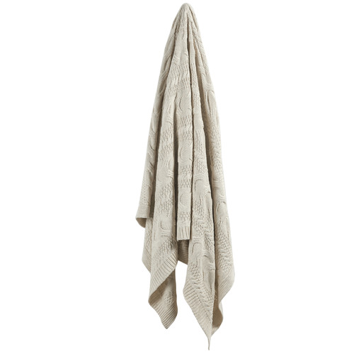 Temple & Webster Natural Cable Knitted Cotton Throw