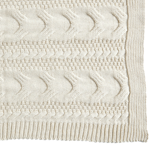 Temple & Webster Natural Cable Knitted Cotton Throw