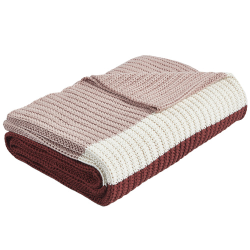 Temple & Webster Clay Stripe Knitted Cotton Throw