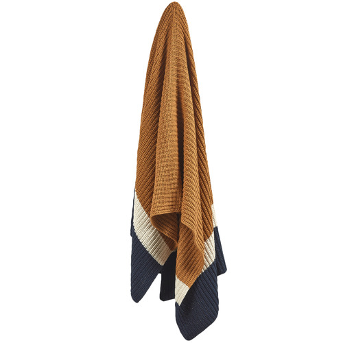 Temple & Webster Mustard Stripe Knitted Cotton Throw & Reviews
