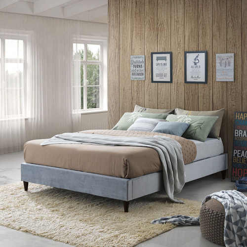 Temple & ster Grey Velvet Charlotte Bed Base & Reviews