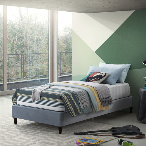 Temple & ster Grey Velvet Charlotte Bed Base & Reviews