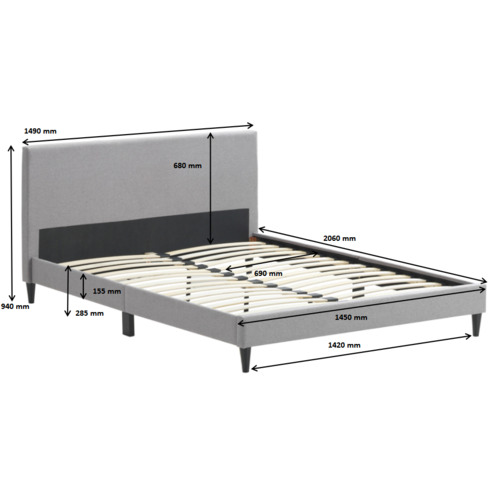 Temple & Webster Grey Logan Upholstered Bed