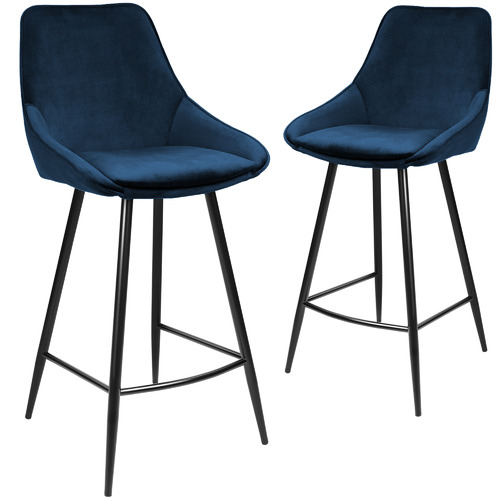 Temple & Webster 67cm Nappa Velvet High Back Barstools