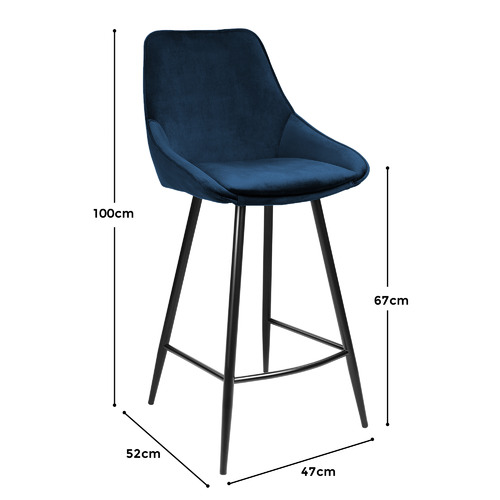 Temple & Webster 67cm Nappa Velvet High Back Barstools