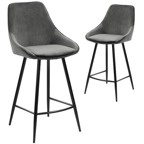 Temple & Webster 67cm Nappa Velvet High Back Barstools