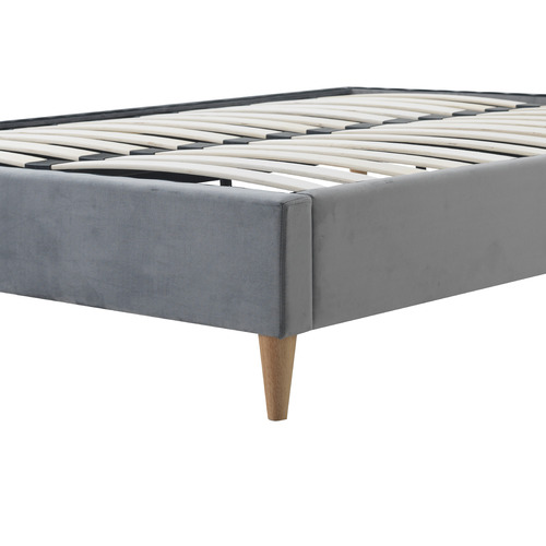 Temple & ster Grey Velvet Charlotte Bed Base & Reviews