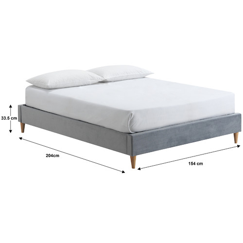 Temple & ster Grey Velvet Charlotte Bed Base & Reviews