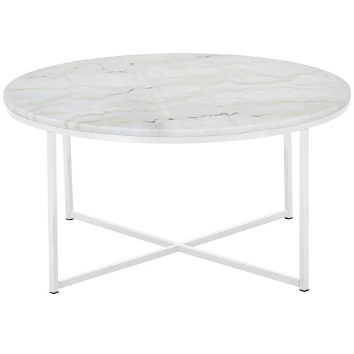Temple & ster 80cm Round White Siena Marble Coffee Table & Reviews