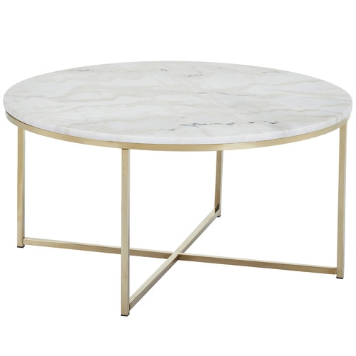 Temple Webster 80cm Round White Siena Marble Coffee Table Reviews