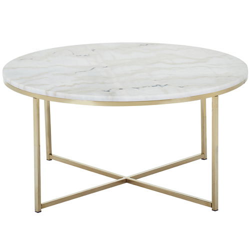 Temple & ster 80cm Round White Siena Marble Coffee Table & Reviews