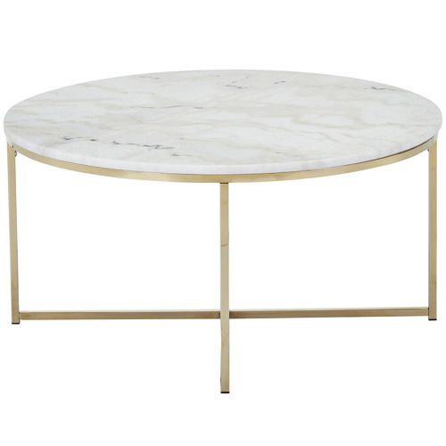 Temple & ster 80cm Round White Siena Marble Coffee Table & Reviews
