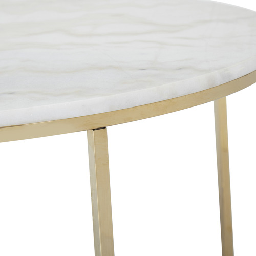 Temple & ster 80cm Round White Siena Marble Coffee Table & Reviews
