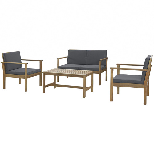 4 Seater Miami Wooden Outdoor Lounge Table Set Temple Webster