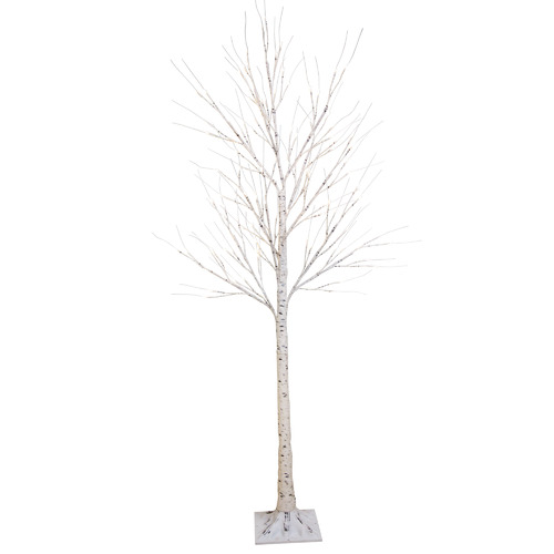 indoor white twig tree with lights