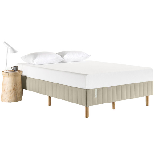 Temple & ster Beige Quick Snap Upholstered Queen Bed Base