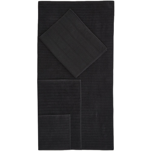 6 Piece Black Ribbed 600GSM Turkish Cotton Towel Set