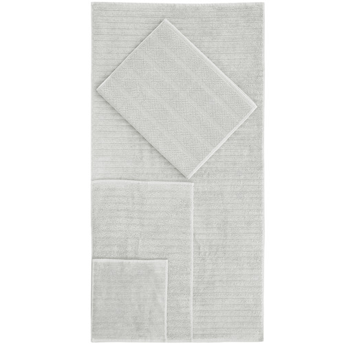 6 Piece Light Grey Ribbed 600GSM Turkish Cotton Towel Set