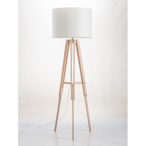 Natural Benson Wooden Tripod Floor Lamp