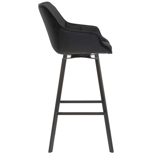 Temple & ster 74cm Black Krystoffer Velvet Swivel Barstools