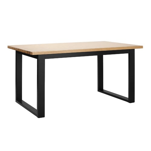 Black Ski-Leg Oak Wood Dining Table