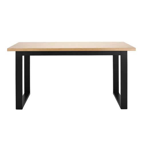 Black Ski-Leg Oak Wood Dining Table