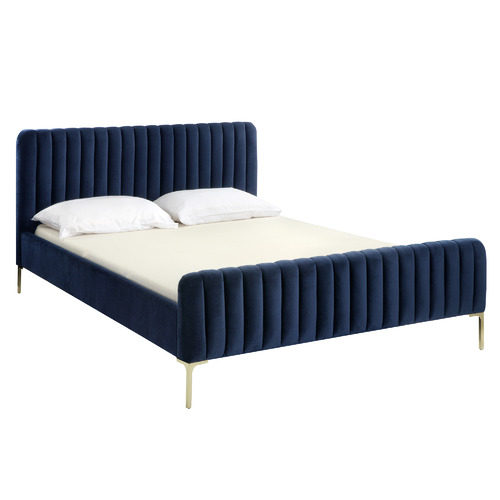 Temple & ster Navy Emily Velvet Bed
