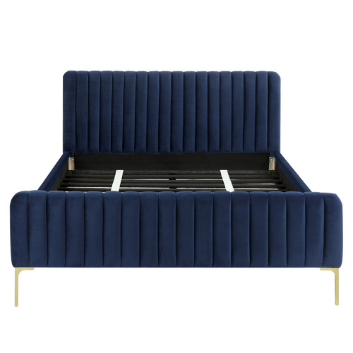 Temple & ster Navy Emily Velvet Bed