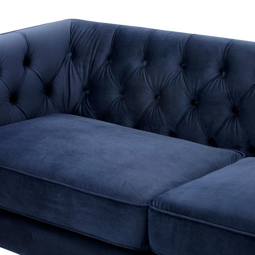 Temple & Webster Navy Thiago 3 Seater Velvet Sofa