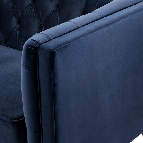 Temple & Webster Navy Thiago 3 Seater Velvet Sofa