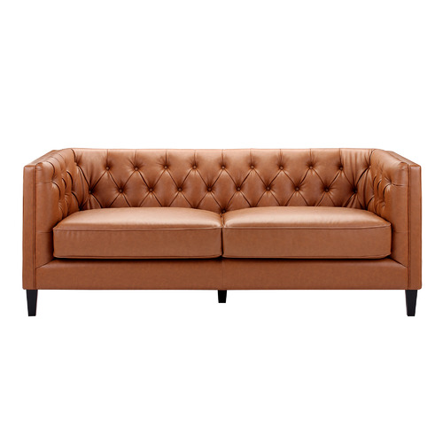 Temple Webster Thiago 3 Seater, Tan Leather Sofa Bed Australia