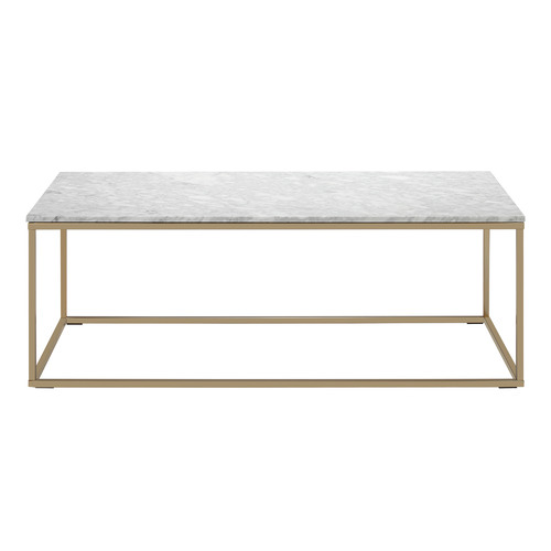 Temple & Webster 110cm White Serena Italian Carrara Marble Coffee Table