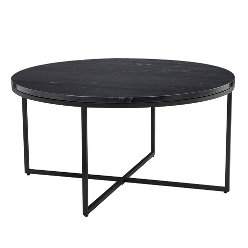 Temple Webster 80cm Black Serena, Black Round Coffee Table