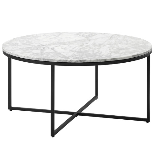 Serena Marble Round Coffee Table with Black Frame