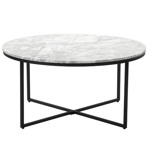 Serena Marble Round Coffee Table with Black Frame