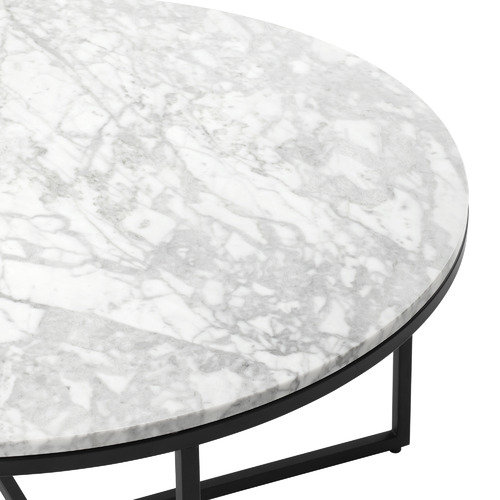 Serena Marble Round Coffee Table with Black Frame