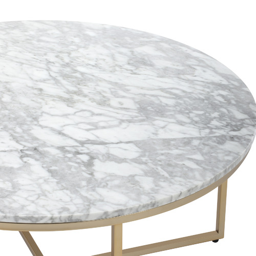 Temple Webster 80cm White Serena, 80cm White Serena Italian Carrara Marble Coffee Table