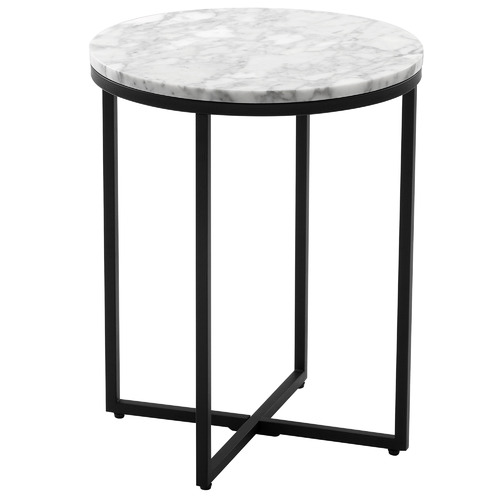 Serena Marble Round Side Table with Black Frame