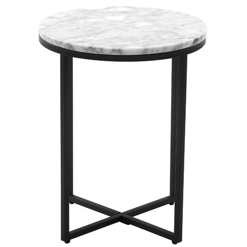 Serena Marble Round Side Table with Black Frame