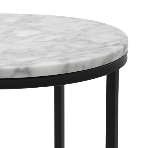 Serena Marble Round Side Table with Black Frame